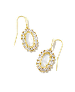 Kendra Scott 
Kendra Scott Crystal Earring 
Kendra Scott Lee Earring 
Lee Gold Crystal Frame Drop Earrings in Ivory Mother of Pearl