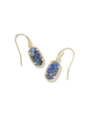 Lee Gold Drop Earrings in Bronze Veined Blue Lapis