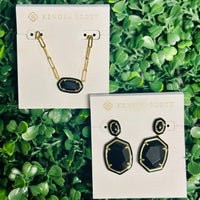 Kendra Scott earrings and necklace set black agate