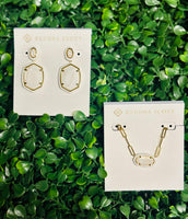 Kendra Scott earrings and necklace set white ivory mother of pearl
