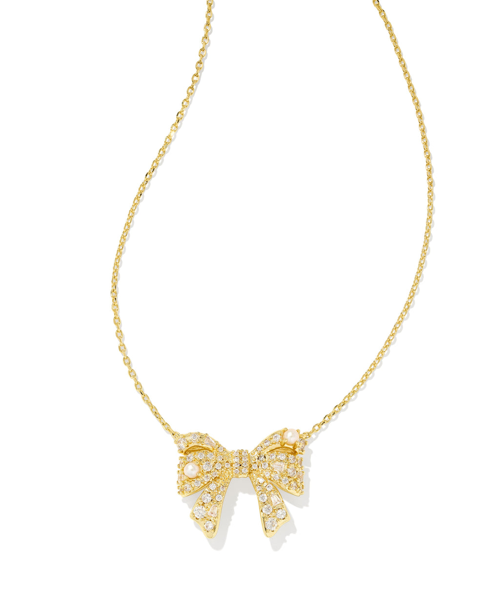Which style are you bound to get tons of compliments wearing? The Krista Gold Bow Short Pendant Necklace in White Mix, of course! This sweet style is embellished with a radiant blend of crystals and cultured freshwater pearls for maximum impact.