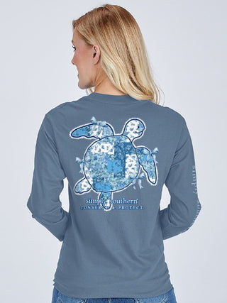 Track Turtle Floral Blue (FLRBL) Long Sleeve Tee