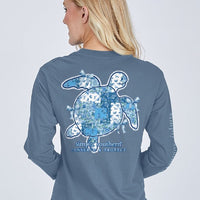 Youth Track Turtle Floral Blue (FLRBL) Long Sleeve Tee
