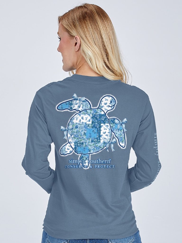 Youth Track Turtle Floral Blue (FLRBL) Long Sleeve Tee