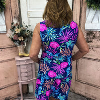 Stay stylish and protected with this sleeveless dress featuring a split neckline and UPF50+ fabric, perfect for any outdoor adventure.
