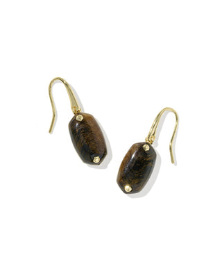 Style | Drop earrings
Finish | Gold
Stone | Dark Brown Hawks Eye
Setting | Riveted stone with hammered metal back, frameless finish
Dimensions | 1.19" L × 0.38" W
Brand | Kendra Scott