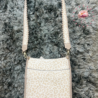 Posie Guitar Strap Crossbody - Light Grey Cheetah
