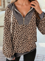Leopard Print Zip Hooded Pullover

Khaki sweatshirt with collar

Contrast collar zip sweatshirt

Cozy polyester hoodie

Casual trendy pullover

Leopard print casual top

Lightweight zip-up sweatshirt

Everyday layering hoodie

Fall and winter leopard sweatshirt
