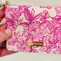 Lilly Pulitzer card case, Swayin in the Breeze wallet, snap closure card holder, wristlet card case, Lilly Pulitzer travel accessories, compact card wallet, ID holder with strap