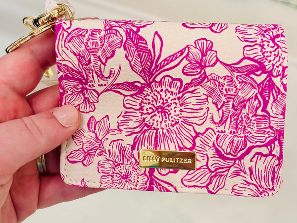 Lilly Pulitzer card case, Swayin in the Breeze wallet, snap closure card holder, wristlet card case, Lilly Pulitzer travel accessories, compact card wallet, ID holder with strap