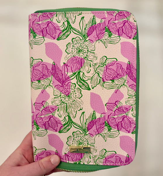 Lilly Pulitzer jewelry folio, Sunset Shadows jewelry organizer, travel jewelry case, zippered jewelry pouch, tangle-free jewelry storage, portable jewelry bag, Lilly Pulitzer travel accessories