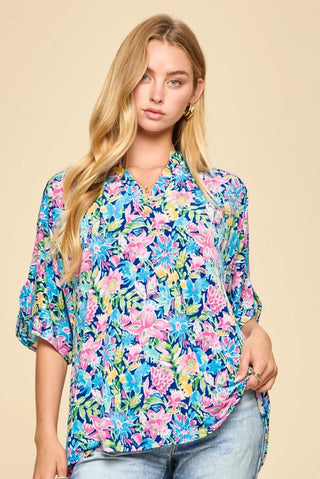 Lizzy Top - Navy Floral