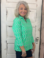 Elevate your everyday style with the Lulu-B 3/4 Sleeve Collar Top. Made from a breathable blend of 92% Nylon and 8% Spandex, this flattering knit top features a classic foldover polo collar and 3/4 sleeves for a polished yet relaxed look. Designed with a straight hemline and subtle 1-inch side slits for easy movement. Plus, it’s pre-shrunk and made with UPF50+ fabric—giving you superior sun protection without sacrificing comfort. Center back length: 26.5 inches.
