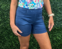 The Lulu-B Denim Pull-On Shorts are a warm-weather essential designed for comfort, ease, and polished style. Made from Lulu-B’s signature denim fabric, these shorts offer a smooth, structured feel with comfortable stretch. The pull-on waistband creates an easy, flattering fit, while subtle side vents add movement and a modern touch. Lightweight and travel-friendly, these shorts are perfect for everyday wear, vacations, and sunny days on the go.
