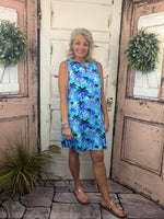 Lulu-B dress, Lulu-B open cut dress, UPF 50 dress, palm print dress, tropical summer dress women, resort wear dress, Sweet Southern Charm Lulu-B
