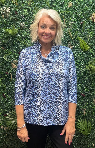 Ruffled V-Neck 3/4 Sleeve Top - LPBL