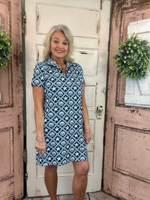 Lulu-B short sleeve 1/4 zip dress with UPF50+ sun protection, lightweight nylon spandex fabric, cooling stretch fit, perfect for travel, casual wear, vacations, and everyday comfort.
