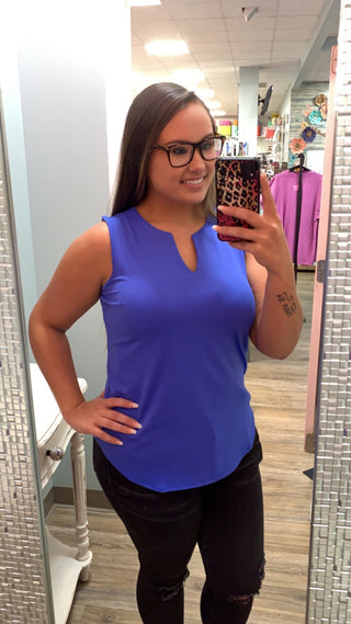Lulu-B Sleeveless Keyhole Top - Deep Sea