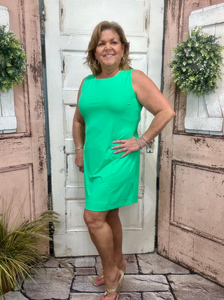 Timeless and travel-ready! Our Classic Scoop Neck Dress offers soft, stretchy comfort with UPF50 sun protection. The flattering scoop neck and 34.5" length make it your go-to for sunny days, vacation, or everyday wear. Easy to wear, easy to love—just machine wash and hang dry!