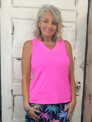 Stay cool, comfortable, and effortlessly stylish in this Lulu-B Sleeveless V-Neck Top. Made with lightweight, breathable SPX fabric, it offers all-day comfort with premium UPF50+ sun protection. The cooling, quick-drying material moves with you, making it perfect for everyday wear, travel, outdoor activities, or layering.