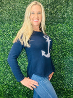 Lulu-B sweater, sweater women, crewneck sweater, nautical sweater, women’s cotton blend sweater, boutique knitwear, Sweet Southern Charm Lulu-B
