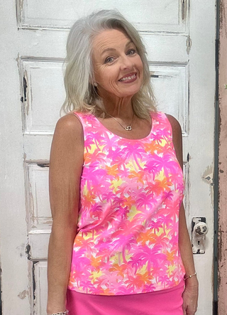 Sleeveless tank top made from soft stretchy nylon spandex fabric, classic tank neckline, straight hemline, 24-inch back length, pre-shrunk and machine washable for everyday comfort and layering.