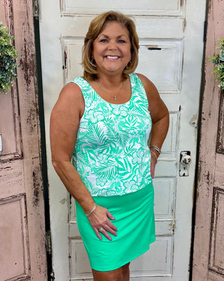 Sleeveless tank top made from soft stretchy nylon spandex fabric, classic tank neckline, straight hemline, 24-inch back length, pre-shrunk and machine washable for everyday comfort and layering.
