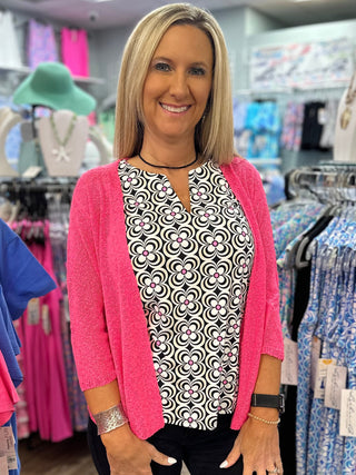 Textured Cardigan - Bright Hot Pink (BHP)