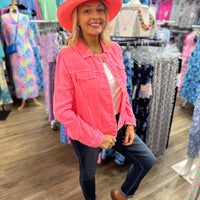Lulu-B Linen Travel Jacket – lightweight, washable linen with chest pockets & a flattering fit. Perfect for layering. 