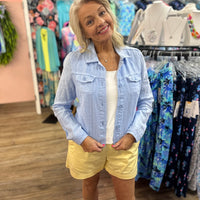 Lulu-B Linen Travel Jacket – lightweight, washable linen with chest pockets & a flattering fit. Perfect for layering. 