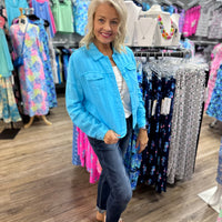 Lulu-B Linen Travel Jacket – lightweight, washable linen with chest pockets & a flattering fit. Perfect for layering. 