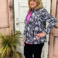 Upgrade your fall style with the Lulu B Jacket! Featuring UPF50+ cooling fabric, a two-way zipper, mock neck, and front pockets for comfort and function.