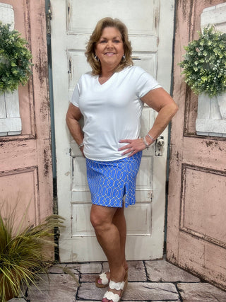 Lulu-B Zip Skort - GTBB & Vneck white top