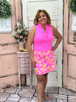 Stay stylish with our Zip Skort, featuring UPF50+ fabric, a 2" pull-on waistband, A-line fit, zip pockets, and sewn-in shorts for coverage. Pre-shrunk & washable!

Bright Hot Pink Palm Tree Printed Skort
