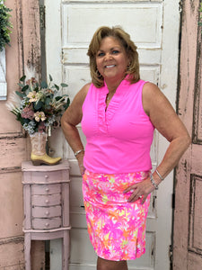 Stay stylish with our Zip Skort, featuring UPF50+ fabric, a 2" pull-on waistband, A-line fit, zip pockets, and sewn-in shorts for coverage. Pre-shrunk & washable!

Bright Hot Pink Palm Tree Printed Skort