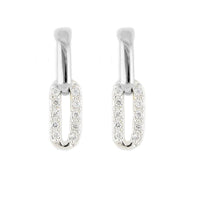 M5339-RF00 Diamante Small Two Link Pavé Post Earrings - Rhodium