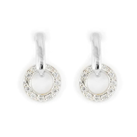 M5350-RF00 - Diamante - Circle Post Earrings - Rhodium