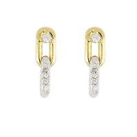 M5351-GF00 - Diamante - Small Two Link Pavé Earrings with Cubic Zirconia Top - Gold