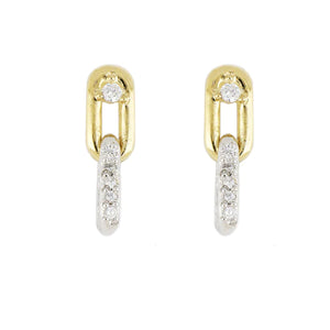 M5351-GF00 - Diamante - Small Two Link Pavé Earrings with Cubic Zirconia Top - Gold