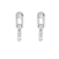 M5351-RF00 - Diamante - Small Two Link Pavé Earrings with Cubic Zirconia Top - Rhodium