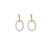 M5485-AF00 - Aldrava Collection - Oval Pavé Earrings in Two-Tone