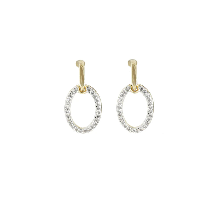 M5485-AF00 - Aldrava Collection - Oval Pavé Earrings in Two-Tone