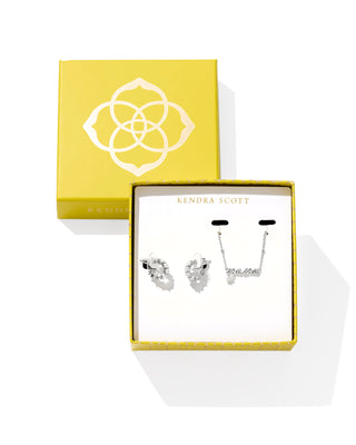 Kendra Scott
Mama & Cailin Rhodium Gift Set in White Crystal
Mama deserves all the sparkle, and the Mama &amp; Cailin Gold Gift Set in White Crystal is a great way to give it to her. The Mama Pendant Necklace is stylish, sentimental, and the perfect gift for every mom in your life. and when it’s paired with the glamourous Cailin Huggies, she’ll be shining even brighter than usual. Set includes the Mama Crystal Short Pendant Necklace and Cailin Huggie Earring