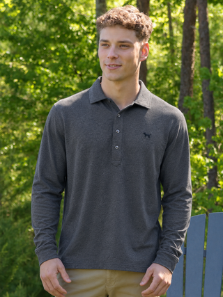 Brand | Simply Southern
Style | Men’s Long Sleeve Performance Polo
Color | Grey (GRPHT)
Neckline | Structured collar
Sleeve | Long sleeve
Fabric | 91% Polyester, 9% Spandex — lightweight, stretch, and moisture-wicking
Fit | Relaxed, polished silhouette
Care | Machine wash cold, tumble dry low