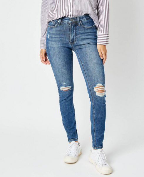 Mid-Rise Tummy Control Destroy Skinny Jeans
Judy Blue