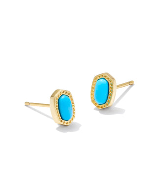 Stone | Turquoise Magnesite
Finish | Gold tone
Design | Petite signature shape framed by hoofprint detailing
Style | Stud earrings
Dimensions | 0.31'L X 0.21'W