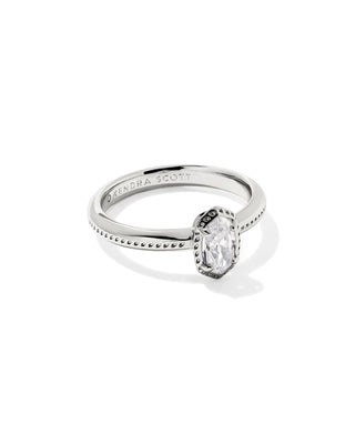 Brand | Kendra Scott
Style | Mini Elyse Luxe band ring
Color | Silver
Design | Petite, minimalist silhouette with signature hoofprint detailing
Dimensions | 0.36" L x 0.24" W