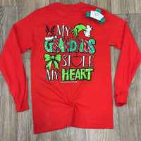 "Celebrate grandparent pride with the My Grandkids Stole My Heart Southern Couture long sleeve tee. Cozy, cute, and true to size."

