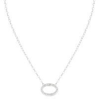 N5491-RF03 - Aldrava Collection - Oval Pavé Necklace in Rhodium