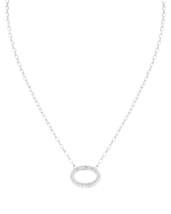 N5491-RF03 - Aldrava Collection - Oval Pavé Necklace in Rhodium